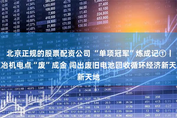 北京正规的股票配资公司 “单项冠军”炼成记①丨江冶机电点“废”成金 闯出废旧电池回收循环经济新天地