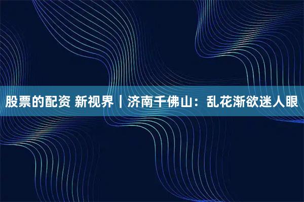 股票的配资 新视界｜济南千佛山：乱花渐欲迷人眼